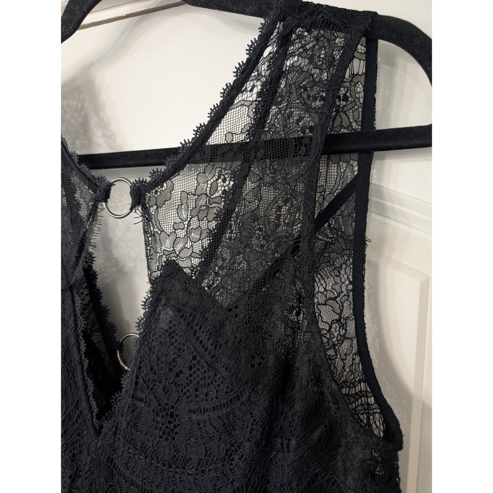 Free People Don't You Dare Lace Babydoll Mini Dress Navy Blue Small witchy goth - Picture 5 of 10